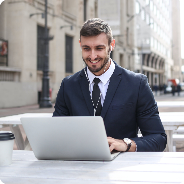 Professional using Call Director on a laptop