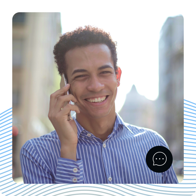 Person using a voice application on a smartphone
