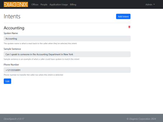 DirectSpeech portal dashboard