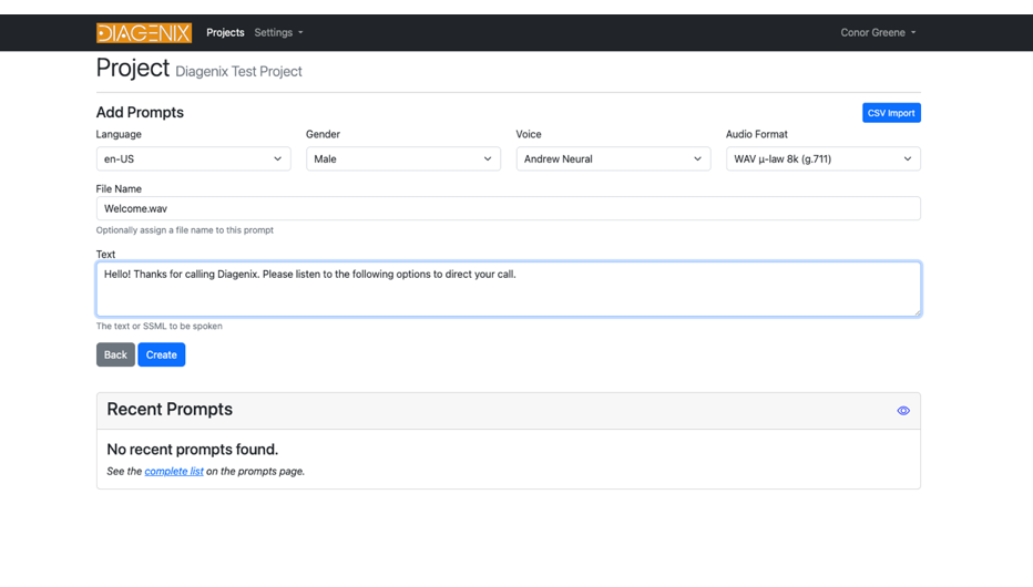 SimpleSpeak voice selection screen